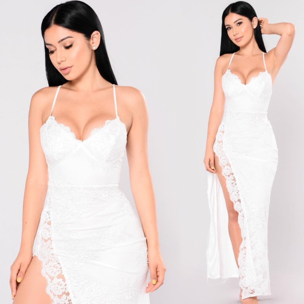 Beautiful full length satin and lace dress